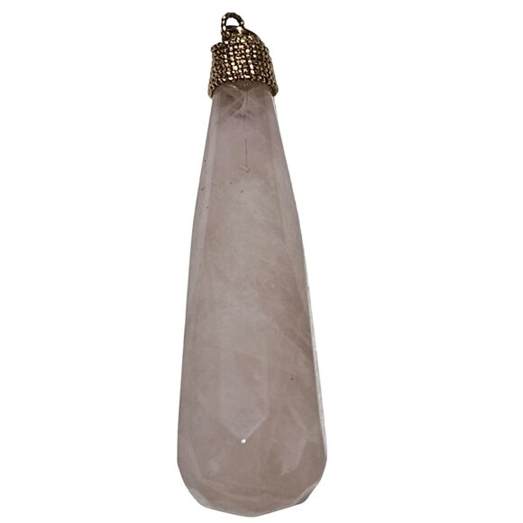 Natural Rose Quartz Gemstone Pendant Gold Tone Cap Loop Spiritual Healing - Picture 1 of 3